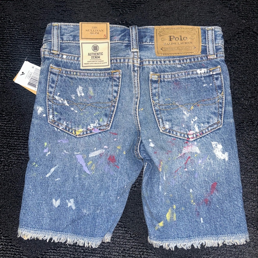Polo by Ralph Lauren Kids Blue Paint-Splatter Denim Shorts - Picture 2 of 2